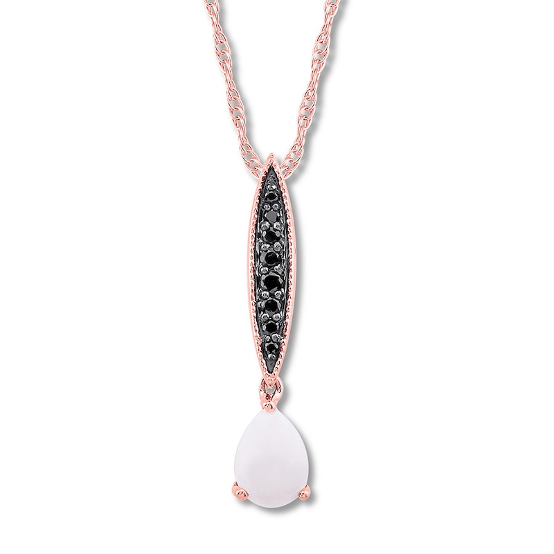 Main Image 1 of Lab-Created Opal Necklace 1/15 ct tw Diamonds 10K Rose Gold
