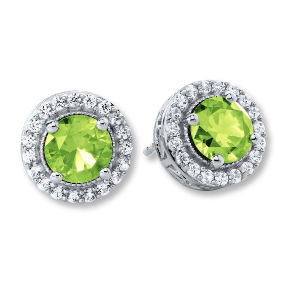 Kay Peridot Earrings Lab-Created White Sapphires Sterling Silver