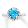 Blue Topaz Ring Lab-Created White Sapphires Sterling Silver