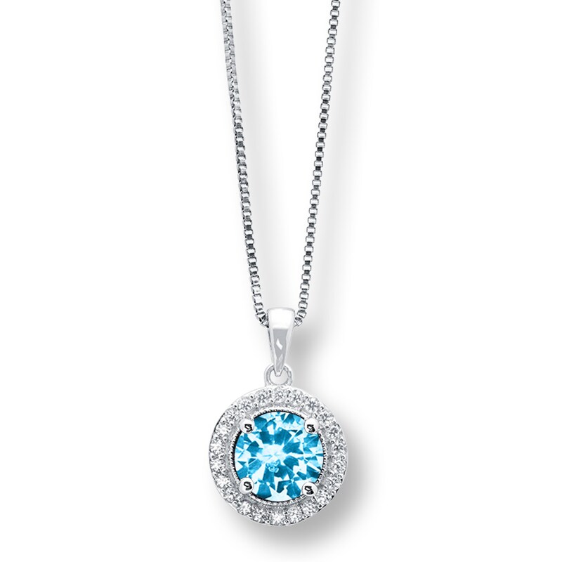 Sterling Silver Rhodium Created White Sapphire & Heart Cut Sky Blue Topaz 18 Necklace Sterling Silver Rhodium Created White Sapphire & Heart Cut Sky Blue Topaz 18 Necklace