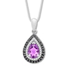 Thumbnail Image 1 of Amethyst Necklace 1/6 ct tw Diamonds Sterling Silver