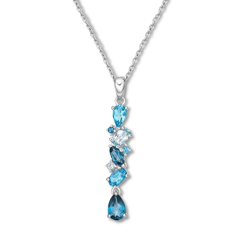 Vibrant Shades Blue Topaz Necklace Sterling Silver