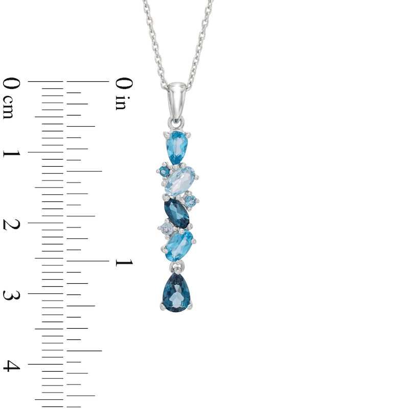 Main Image 3 of Vibrant Shades Blue Topaz Necklace Sterling Silver