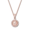 Thumbnail Image 1 of Morganite Necklace 1/10 ctw Diamonds 10K Rose Gold