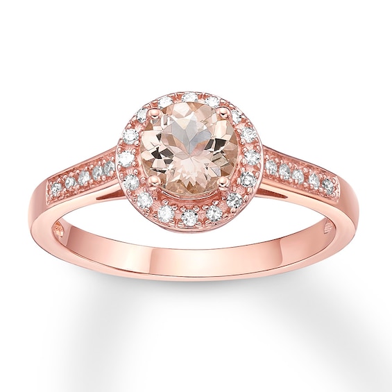 Morganite Ring 1/8 ct tw Diamonds 10K Rose Gold