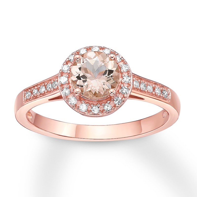 Main Image 1 of Morganite Ring 1/8 ct tw Diamonds 10K Rose Gold