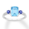 Blue Topaz & Lab-Created Sapphire Ring Sterling Silver