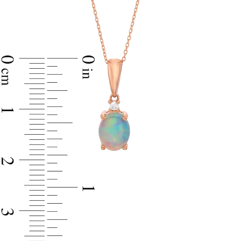 Natural Opal Necklace Diamond Accent 10K Rose Gold