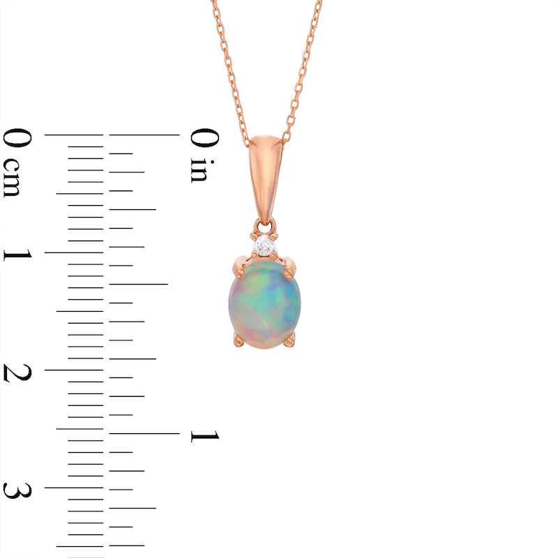 Main Image 2 of Natural Opal Necklace Diamond Accent 10K Rose Gold