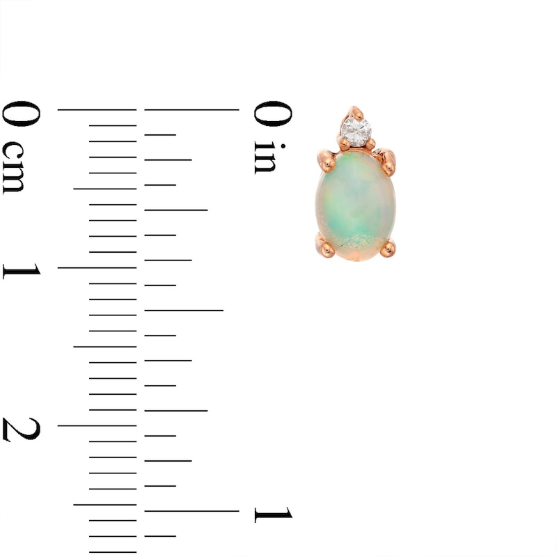 Main Image 2 of Natural Opal Earrings 1/20 ct tw Diamonds 10K Rose Gold
