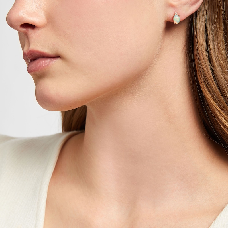 Main Image 3 of Natural Opal Earrings 1/20 ct tw Diamonds 10K Rose Gold