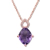 Thumbnail Image 0 of Amethyst Necklace with Diamonds 10K Rose Gold