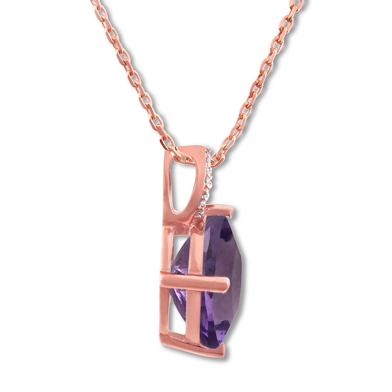 Amethyst Necklace with Diamonds 10K Rose Gold