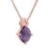 Thumbnail Image 2 of Amethyst Necklace with Diamonds 10K Rose Gold