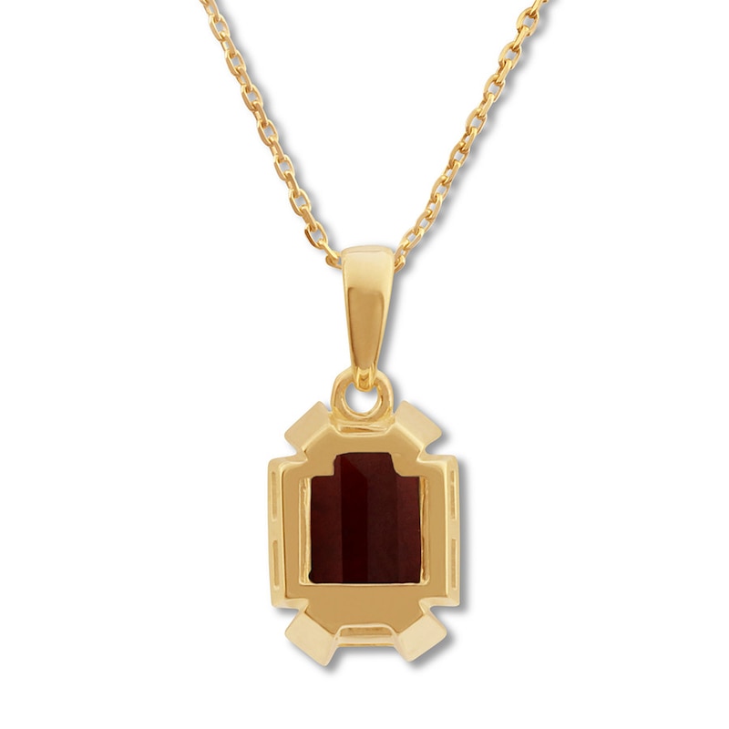 Garnet Necklace with Diamonds 10K Yellow Gold