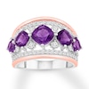 Thumbnail Image 1 of Amethyst/Lab-Created Sapphire Ring Sterling Silver/10K Gold