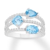 Thumbnail Image 0 of Blue Topaz & Lab-Created White Sapphire Ring Sterling Silver