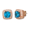 Le Vian Blue Topaz Earrings 1/3 ct tw Diamonds 14K Gold