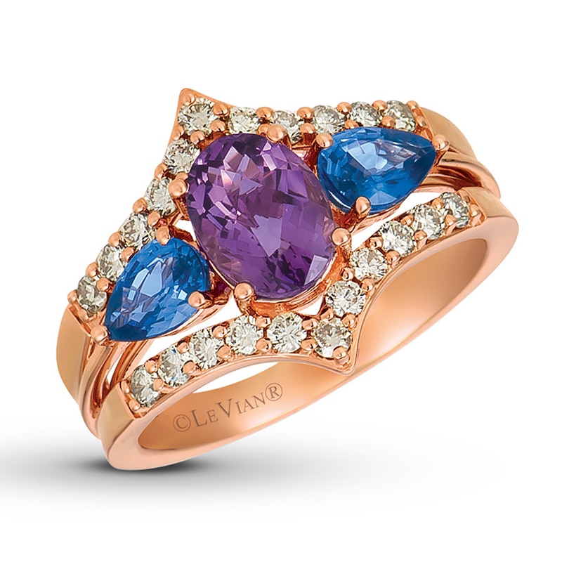 Le Vian Amethyst & Sapphire Ring 1/2 ct tw Diamonds 14K Strawberry Gold