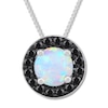 Thumbnail Image 0 of Lab-Created Opal Necklace 3/8 ct tw Diamonds Sterling Silver