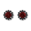Thumbnail Image 1 of Garnet Earrings 1/10 ct tw Black Diamonds Sterling Silver