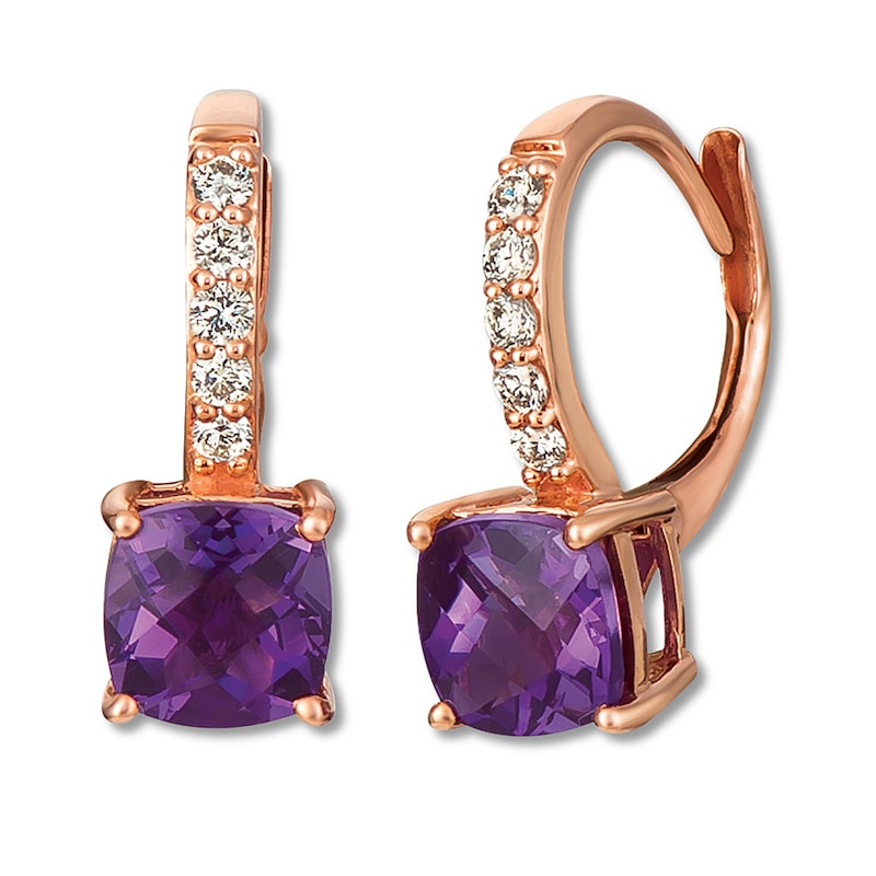 Le Vian Amethyst Earrings 1/6 ct tw Diamonds 14K Gold