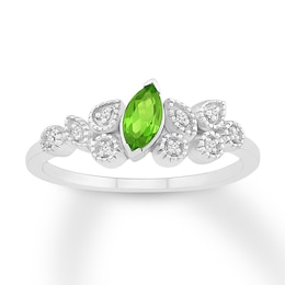Peridot & Diamond Ring Sterling Silver
