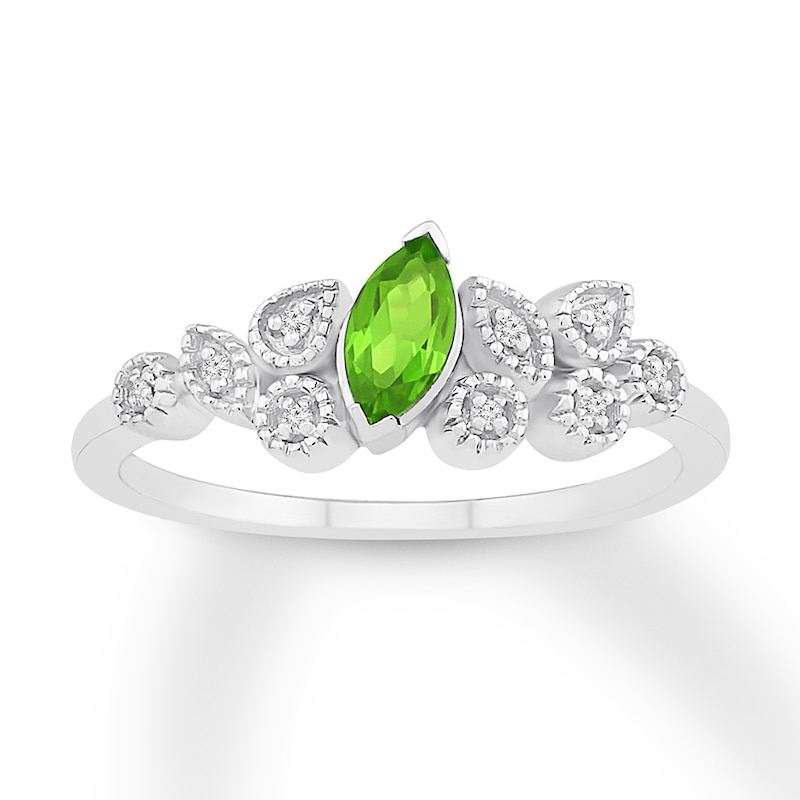 Main Image 1 of Peridot & Diamond Ring Sterling Silver