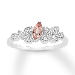 Morganite & Diamond Ring Sterling Silver