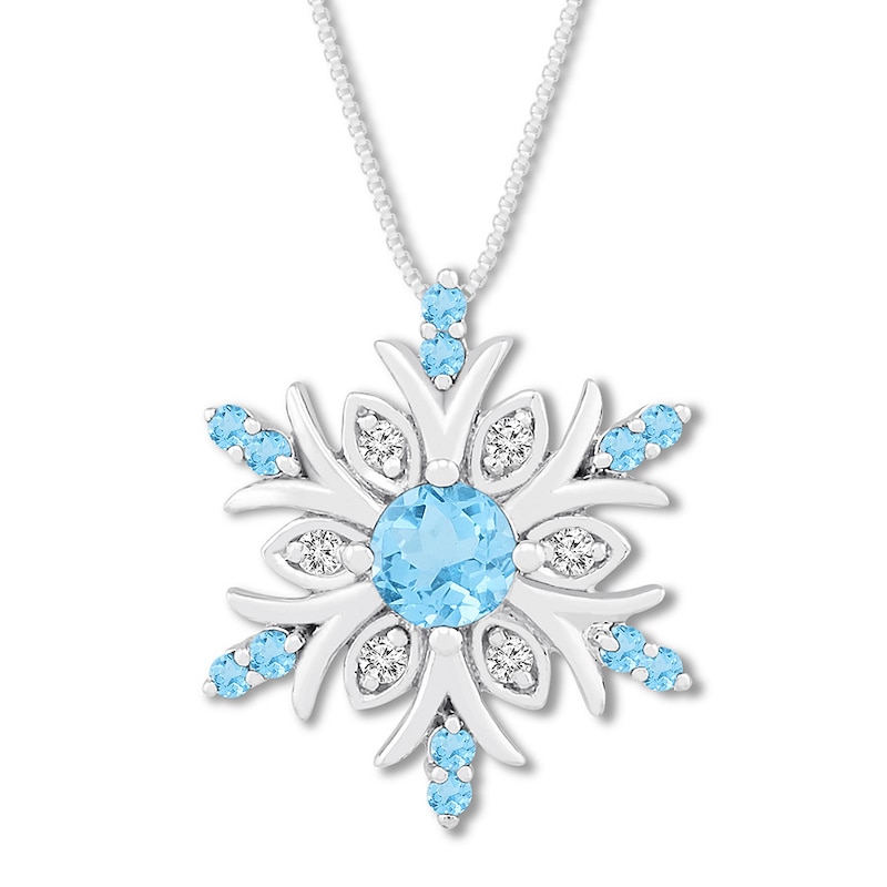 KATARINA Citrine Miracle Plate Snowflake Pendant Necklace In Sterling Silver 1/20 cttw 