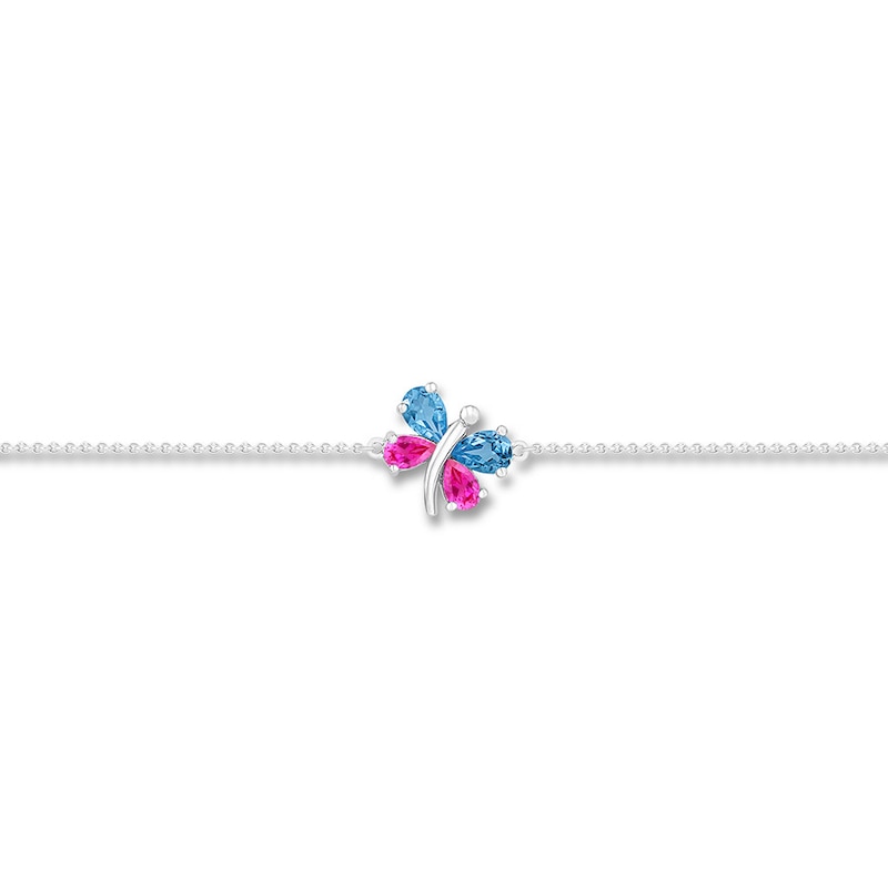 Main Image 2 of Blue Topaz Butterfly Bracelet Sterling Silver 7&quot; Length