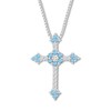 Thumbnail Image 1 of Blue Topaz/Lab-Created Sapphire Cross Necklace Sterling Silver