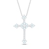 Thumbnail Image 1 of Aquamarine/Lab-Created Sapphire Cross Necklace Sterling Silver