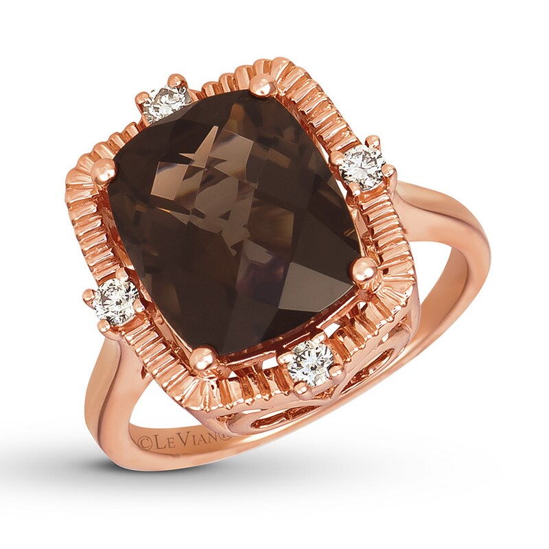 Le Vian Chocolate Quartz Ring 1/6 ct tw Diamonds 14K Strawberry Gold