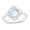 Thumbnail Image 0 of Aquamarine Ring Lab-Created White Sapphires Sterling Silver