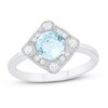 Thumbnail Image 0 of Aquamarine Ring Lab-Created White Sapphires Sterling Silver