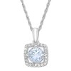 Thumbnail Image 0 of Aquamarine Necklace 1/10 ct tw Diamonds 10K White Gold 17"