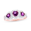 Thumbnail Image 0 of Amethyst Heart Ring 1/5 ct tw Diamonds 10K Rose Gold