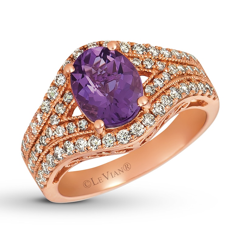 Le Vian Grape Amethyst Ring 3/4 ct tw Nude Diamonds 14K Gold