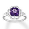 Thumbnail Image 0 of Amethyst Floral Ring 1/10 ct tw Diamonds Sterling Silver