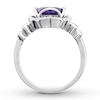 Thumbnail Image 1 of Amethyst Floral Ring 1/10 ct tw Diamonds Sterling Silver