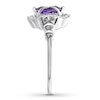 Thumbnail Image 2 of Amethyst Floral Ring 1/10 ct tw Diamonds Sterling Silver