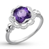 Thumbnail Image 3 of Amethyst Floral Ring 1/10 ct tw Diamonds Sterling Silver