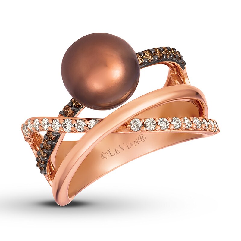 Le Vian Cultured Pearl Ring 1 2 Ct Tw Diamonds 14k Gold Kay le vian cultured pearl ring 1 2 ct tw diamonds 14k gold