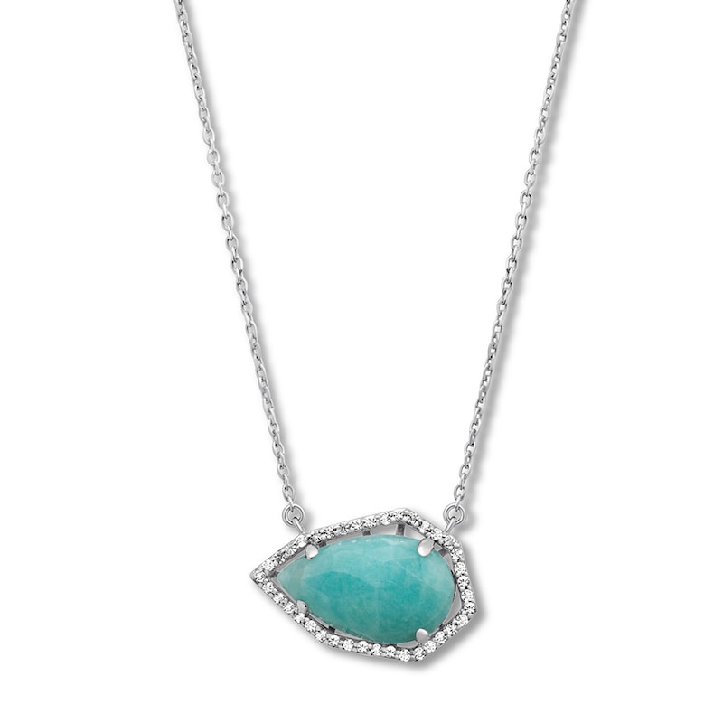 Main Image 1 of Amazonite & White Topaz Necklace Sterling Silver