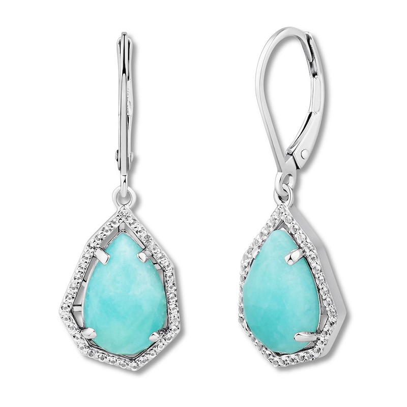 Amazonite & White Topaz Earrings Sterling Silver