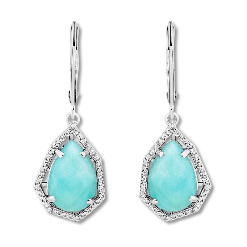 Amazonite & White Topaz Earrings Sterling Silver