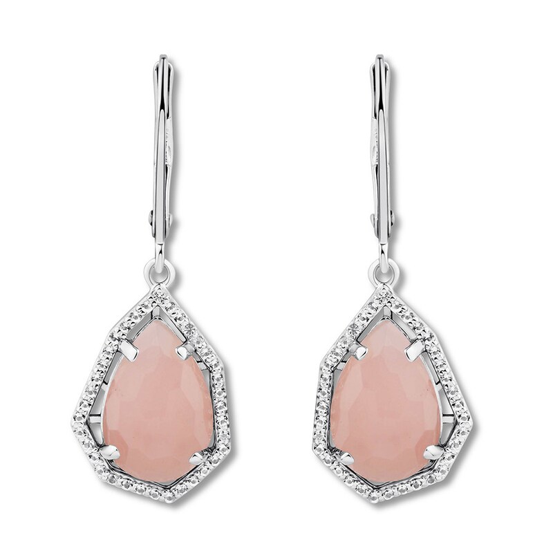 Guava Quartz & White Topaz Earrings Sterling Silver