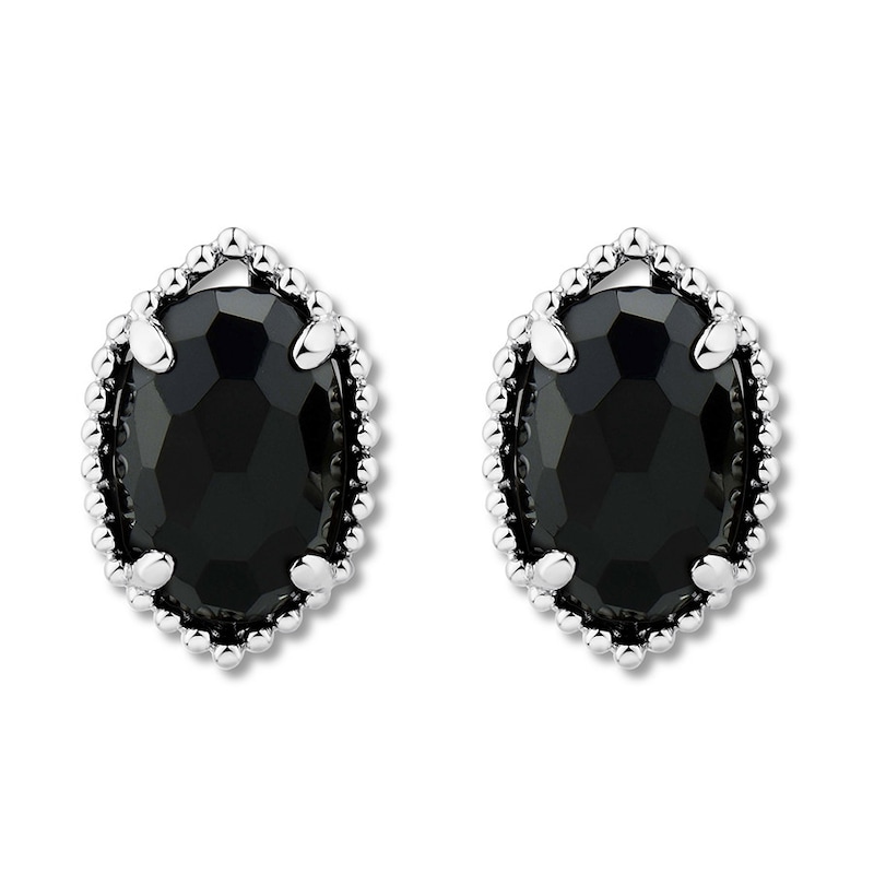 Genuine Black Onyx Round Sterling Silver Earrings Choose your Size