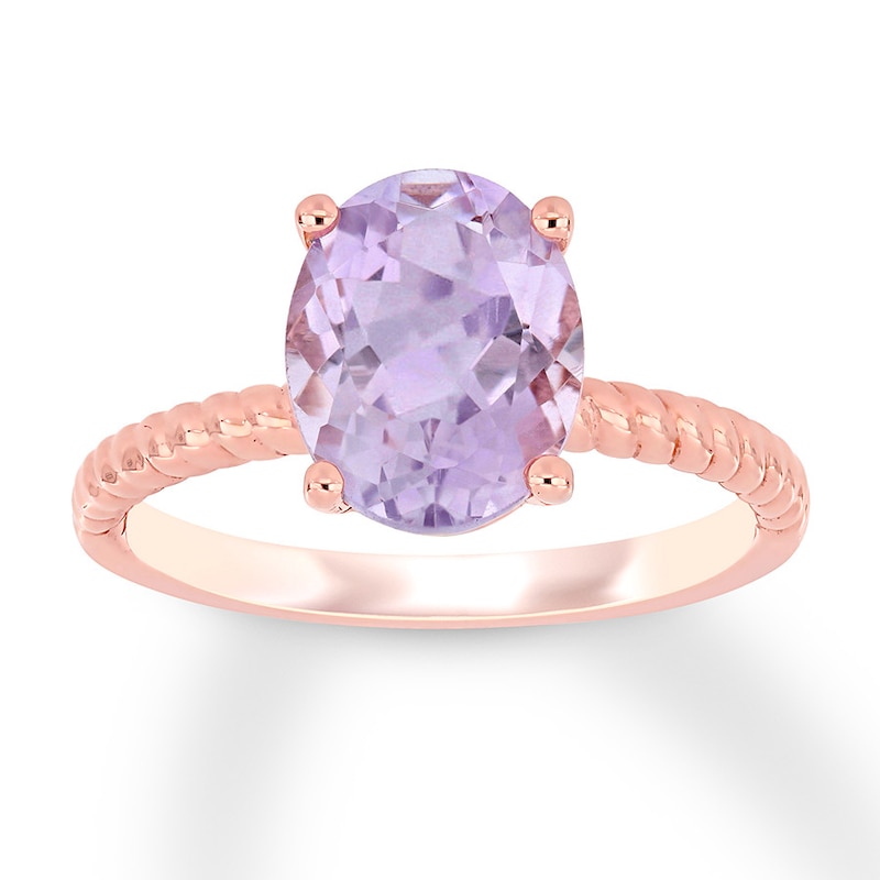 Oval-cut Amethyst Engagement Ring 14K Rose Gold